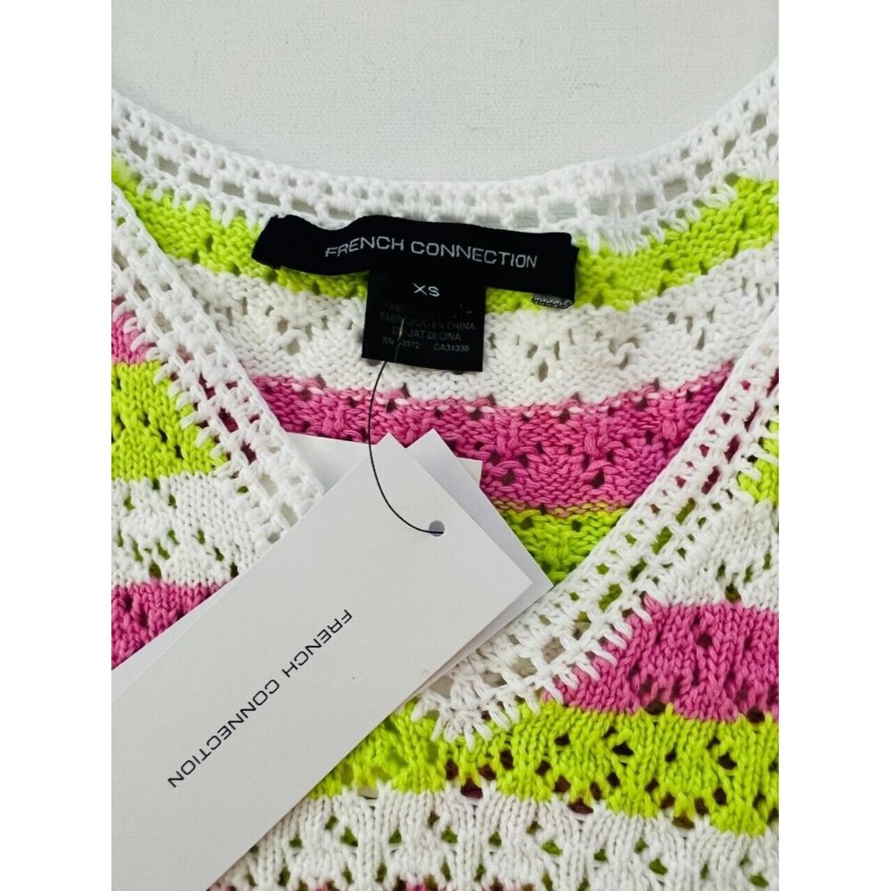 French Connection Nora Striped Crochet Knit Tank ( XS ) - Picture 2 of 3